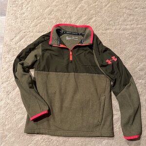 Under Armour Khaki and Coral Quarter Zip Youth Small Great Condition!